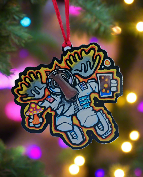 Space Moose Wooden Cosmic Ornament