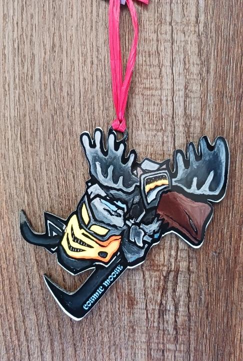 Snowmobile Cosmic Moose Wooden Ornament
