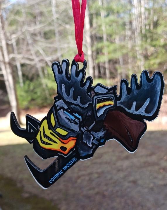 Snowmobile Cosmic Moose Wooden Ornament