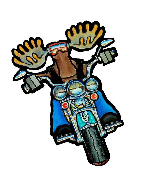 Motorcycle Moose Wooden Ornament