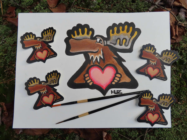 Moose Love Heart Sticker