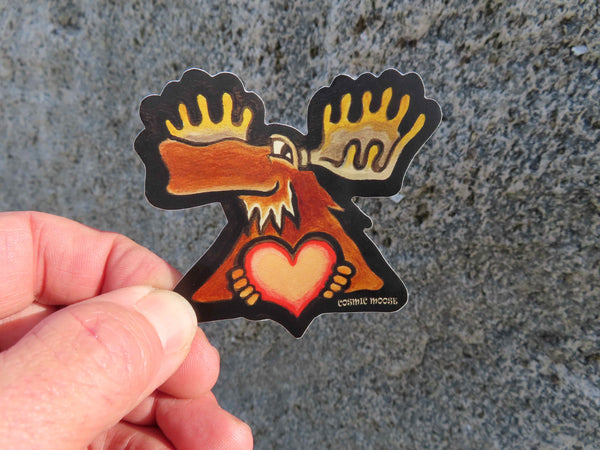 Moose Love Heart Sticker