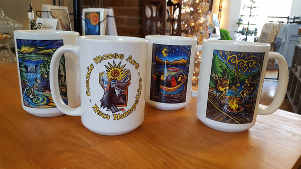 Cosmic Moose Art 2 sided jumbo coffee mugs